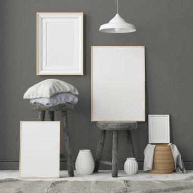 İskandinav tarzında modern evin renkli 3D tasarımı 