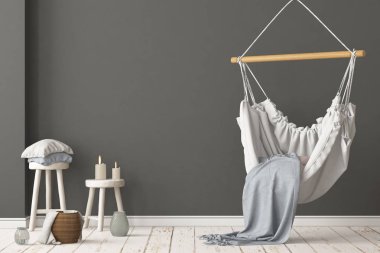 İskandinav tarzında modern evin renkli 3D tasarımı 