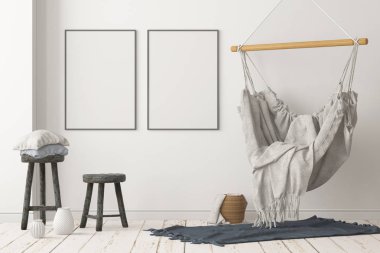 İskandinav tarzında modern evin renkli 3D tasarımı 