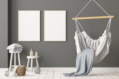 İskandinav tarzında modern evin renkli 3D tasarımı 