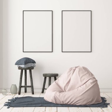 İskandinav tarzında modern evin renkli 3D tasarımı 