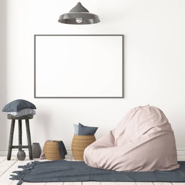 İskandinav tarzında modern evin renkli 3D tasarımı 