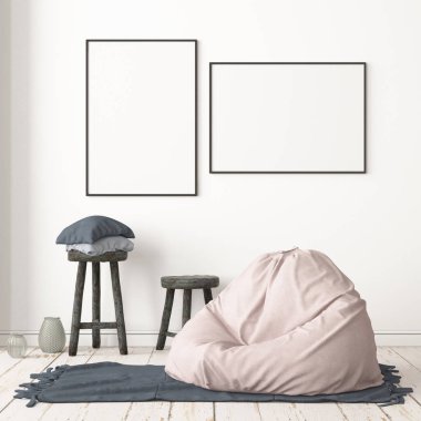 İskandinav tarzında modern evin renkli 3D tasarımı 