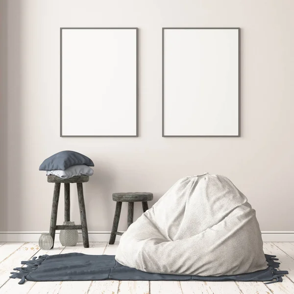 Kleurrijke Weergave Van Modern Interieur Scandinavische Stijl — Stockfoto