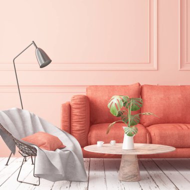 İskandinav tarzında modern evin renkli 3D tasarımı