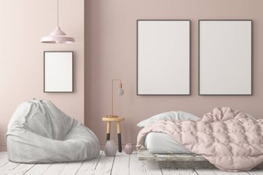 İskandinav tarzında modern evin renkli 3D tasarımı
