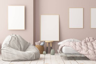 İskandinav tarzında modern evin renkli 3D tasarımı