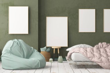 İskandinav tarzında modern evin renkli 3D tasarımı