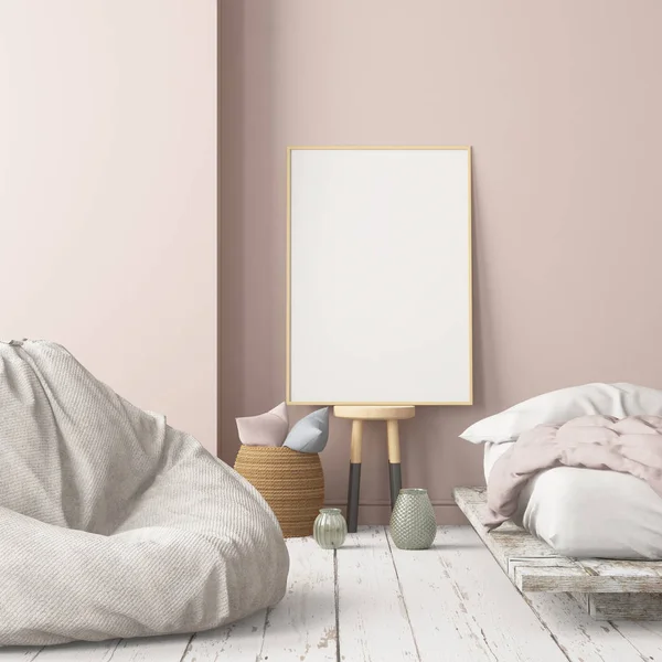 Kleurrijke Weergave Van Modern Interieur Scandinavische Stijl — Stockfoto