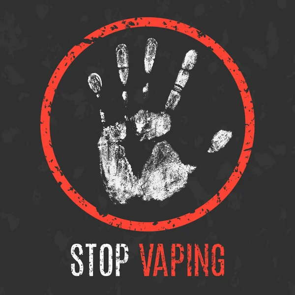 Conceptual Vector Illustration Social Problems Humanity Stop Vaping Sign — Stock Vector