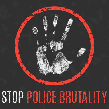 Kavramsal vektör çizimi. İnsanlığın sosyal sorunları. Polis şiddeti işaretini durdur.