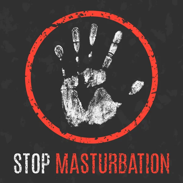 Conceptual Vector Illustration Social Problems Humanity Stop Masturbation Sign — Stock Vector
