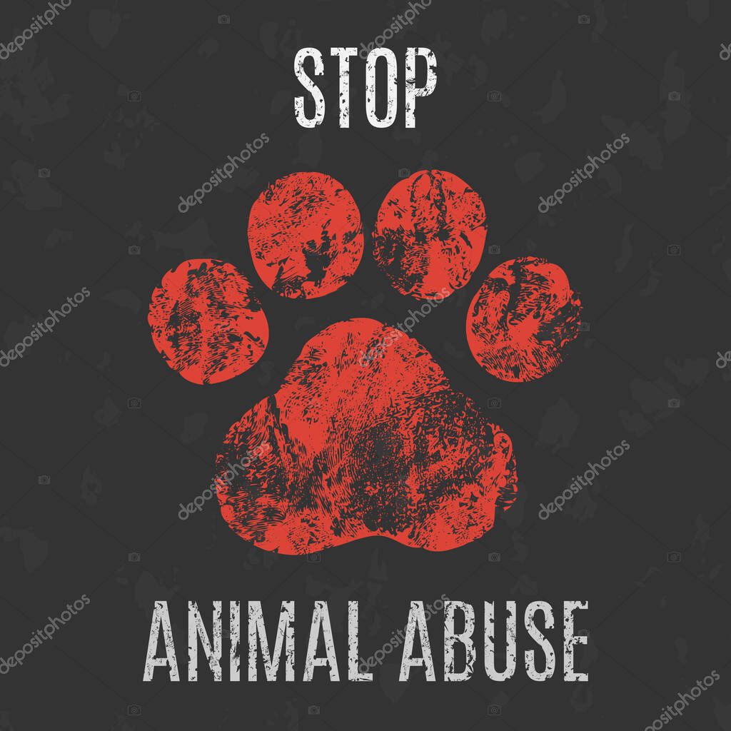 Conceptual vector illustration. Social problems of humanity. Stop animal abuse.