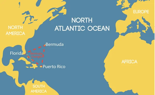 Mapa Vectorial Esquemático Del Triángulo Las Bermudas — Vector de stock