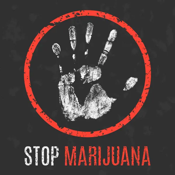 Konzeptionelle Vektorillustration Gesellschaftliche Probleme Der Menschheit Schluss Mit Marihuana — Stockvektor