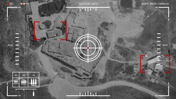 Vektör şablonu. Gece hava saldırısı. Çöldeki yer hedeflerinin bombalanması..