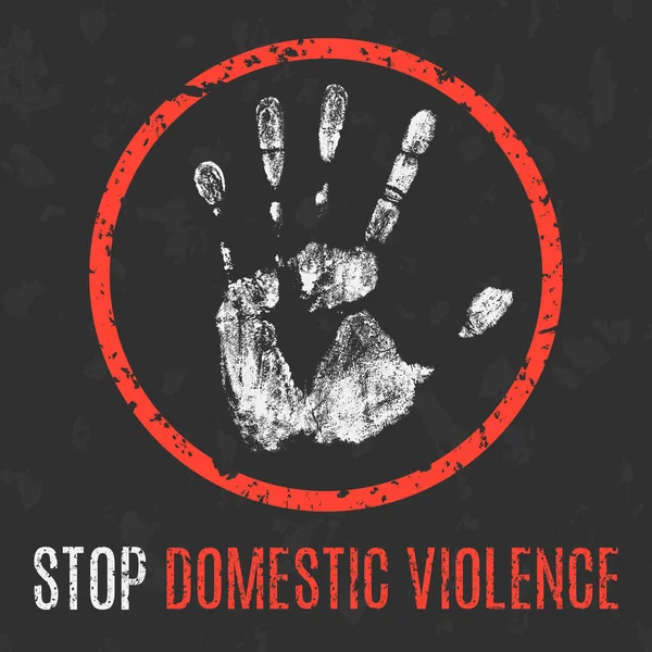 Conceptual Vector Illustration Social Problems Humanity Stop Domestic Violence — Stock Vector