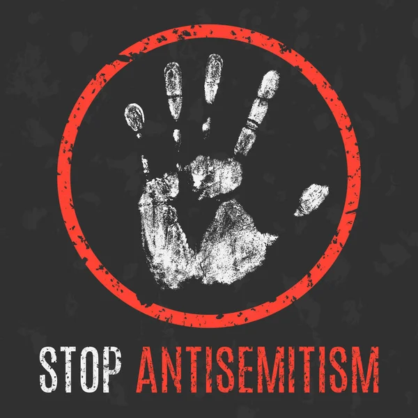 Vector Illustratie Sociale Problemen Van Mensheid Stop Antisemitisme — Stockvector