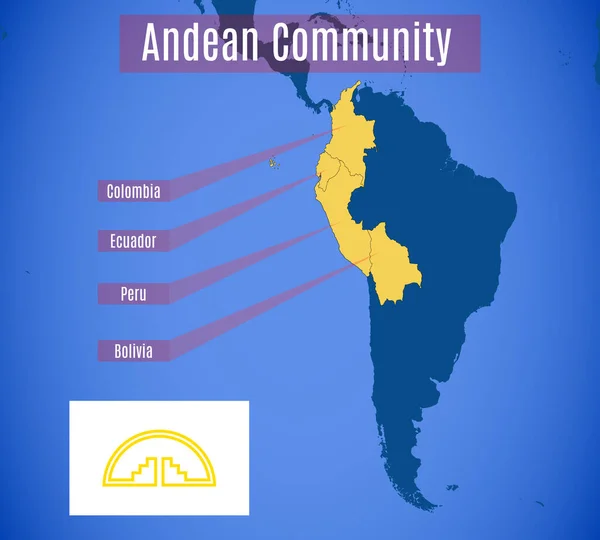 Schematische Vektorkarte Der Andengemeinschaft — Stockvektor