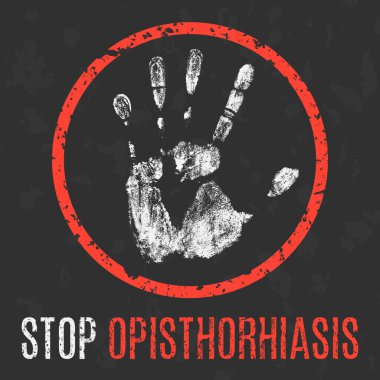 Kavramsal vektör çizimi. İnsan hastalıkları. Opisthorchiasis 'i durdur..