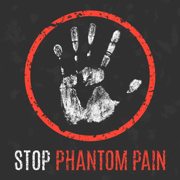 Conceptual Vector Illustration Medical Diagnosis Stop Phantom Pain — Stock Vector