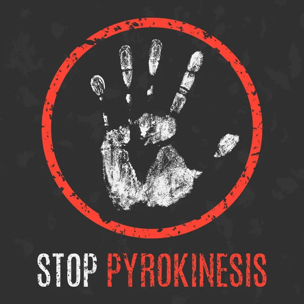 Conceptual Vector Illustration Stop Pyrokinesis — Stock Vector