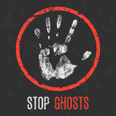 Vektör çizimi. Paranormal fenomen: Hayaletleri durdur.