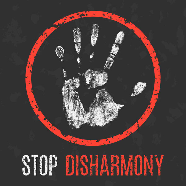 Conceptual vector illustration. Global problems of humanity. Stop disharmony.