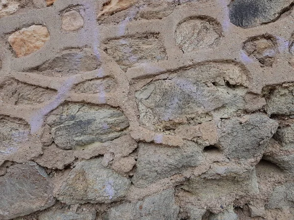 Das Foto Einer Steinmauer Kopfsteinpflaster Mit Beton Verklebt — Stockfoto