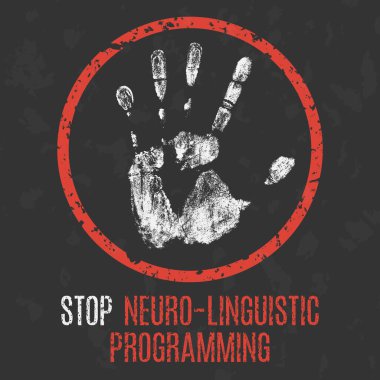 Vektör çizimi. İnsanlığın sosyal sorunları. Nöro-dil programlamasını durdur.