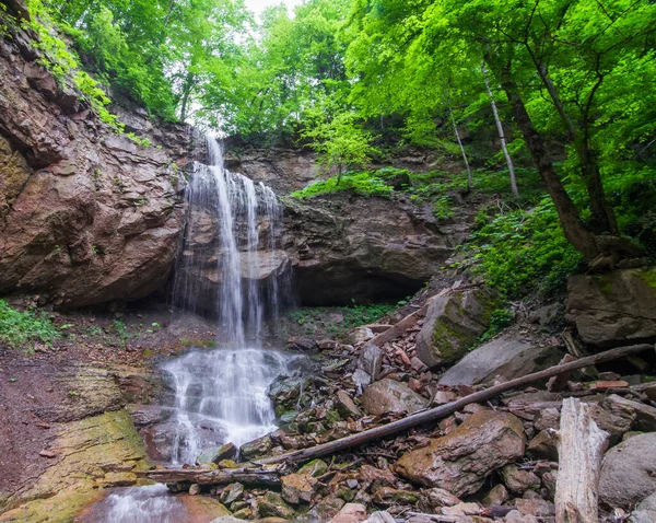 Tweeledige Waterval Wilde Bosgebieden — Stockfoto