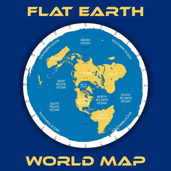 平らな地球の理論の回路図ベクトルマップ — ストックベクタ