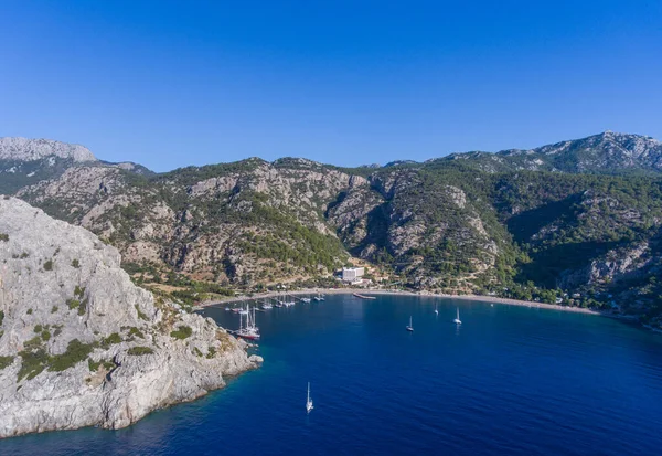 Vue Angle Élevé Baie Turque Chiflik Près Marmaris — Photo