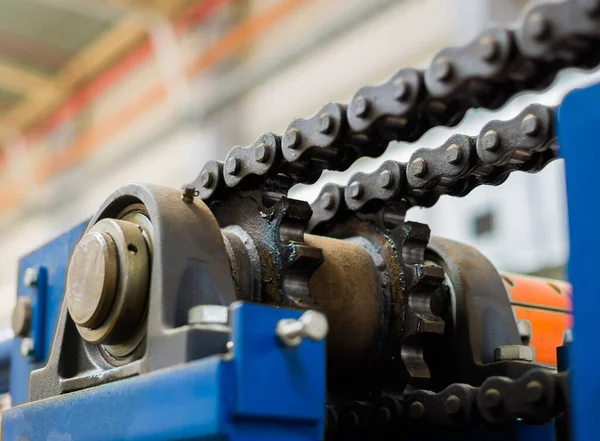 Mechanism Chain Transmission Bearing Drive Shaft Gear Chain Lubrication — Stock Photo, Image