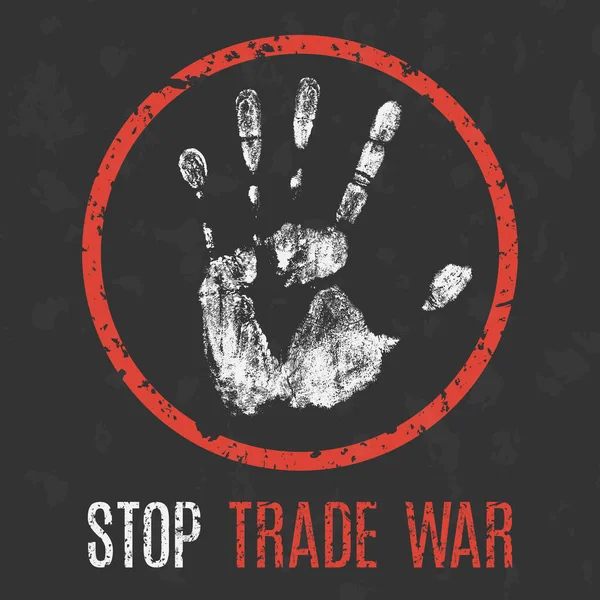 Conceptual Vector Illustration Global Problems Humanity Stop Trade War — Stock Vector