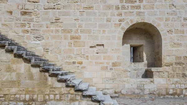 Treppe Und Zinnen Auf Der Festung Die Steinmauer — Stockfoto