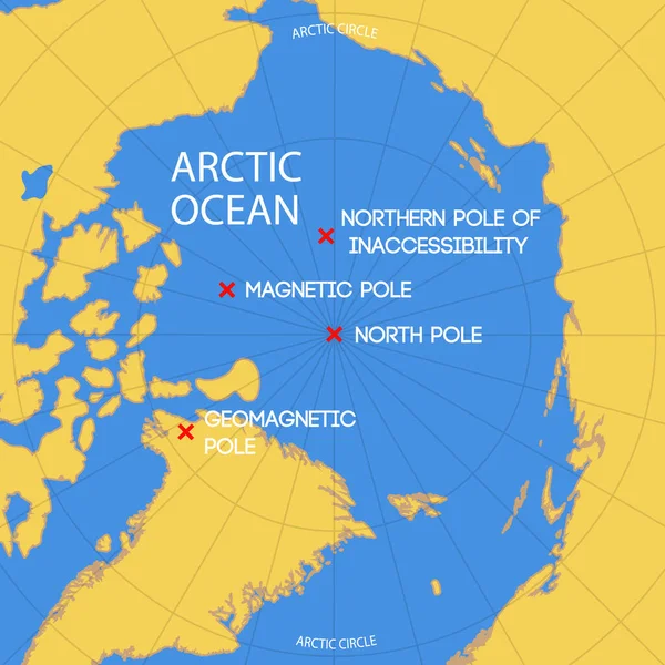 Mappa Schematica Vettoriale Della Posizione Del Polo Inaccessibilità Polo Nord — Vettoriale Stock