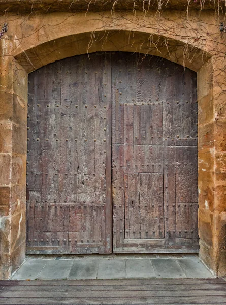 Vieille Porte Bois Entrée Château — Photo