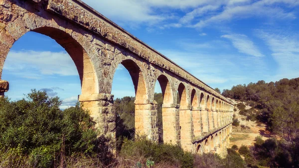 Archi Dell Antico Acquedotto Romano Pietra Tarragona Catalogna Spagna — Foto Stock