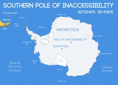 Schematic vector map. Southern pole of inaccessibility. clipart