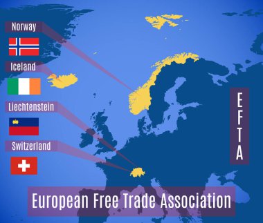 Avrupa Serbest Ticaret Birliği 'nin (EFTA) vektör şematik haritası).