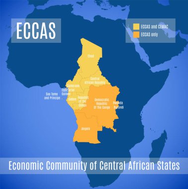 Orta Afrika Ülkeleri Ekonomik Topluluğunun Haritası (ECCAS).