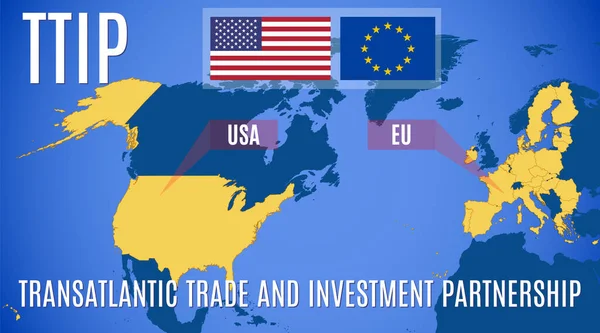 Map Transatlantic Trade Investment Partnership Ttip — Stock Vector