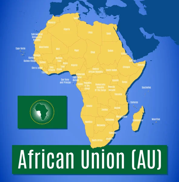 Шаблон Векторна Мапа Прапор Африканського Союзу — стоковий вектор