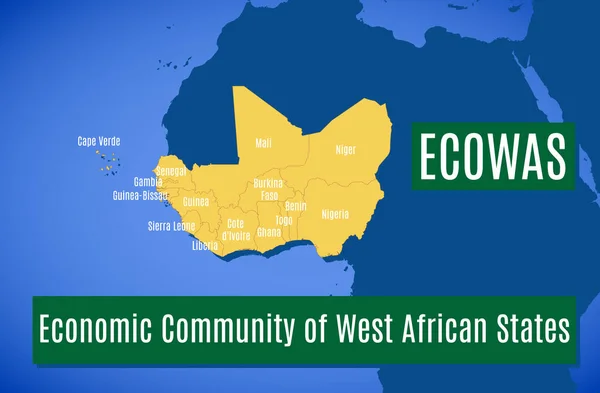 Pays Membres Communauté Économique Des Etats Afrique Ouest Cedeao — Image vectorielle