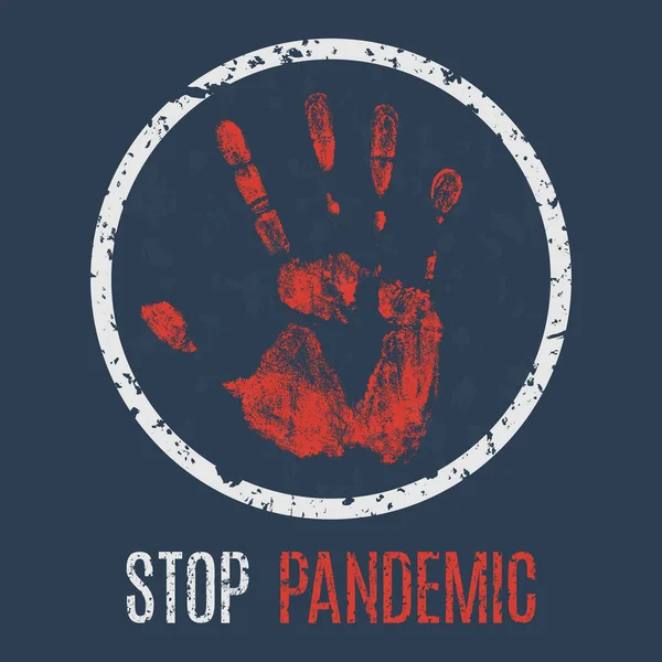 Conceptual Vector Illustration Stop Pandemic — Stock Vector