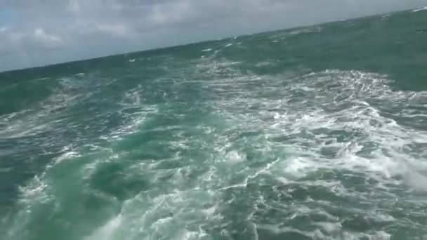 Whitecaps Sulle Onde Grandi Sul Mare Pesante Mare Verde Tempestoso — Video Stock