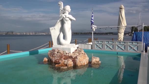 Escultura Sirena Puerto Preveza Mayo 2019 Preveza Grecia — Vídeos de Stock
