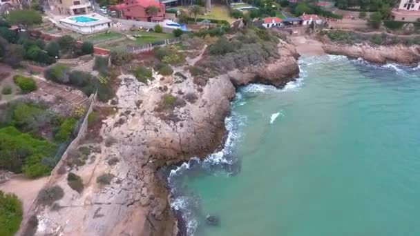 Rotskust Van Middellandse Zee Luchtzicht — Stockvideo