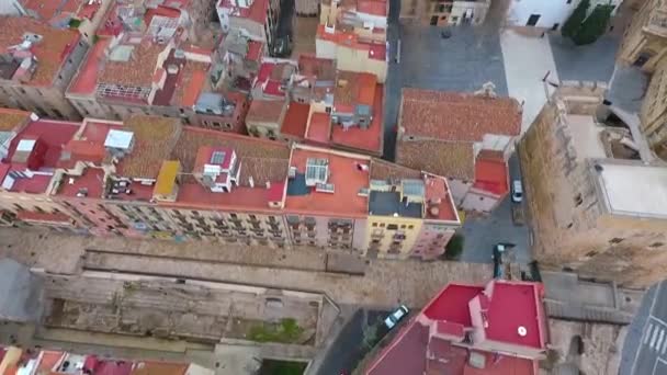 Veduta Aerea Del Centro Storico Della Cattedrale Tarragona — Video Stock